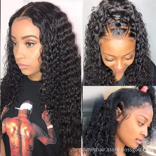 Shmily Wholesale Brazilian Virgin Hair Deep Wave Lace Front Wig , Unprocessed Remy Hair 13*4 Lace Front Wigs For Black Women
